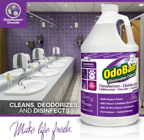 Miniatura 3 de OdoBan Desinfectante Profesional y Eliminador de Malos Olores Concentrado, Hecho en los EE. UU., Aroma Original de Eucalipto, Paquete de 4, 1 Galón