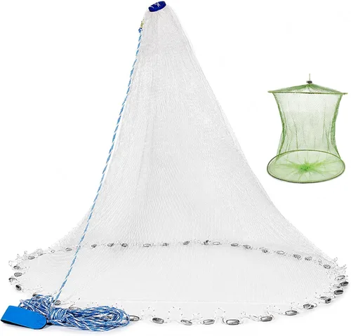 Yeahmart Red de pesca americana de agua salada para cebo trampa de peces de 3 pies/4 pies/5 pies/6 pies/7 pies/8 pies/9 pies/10 pies Redes de