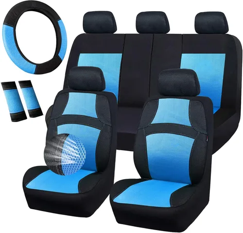Miniatura 9 de CAR PASS - Fundas de asiento universales de 13 piezas de malla de aire 3D - 100% transpirables, juegos completos, cubierta de volante y cinturón