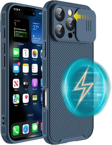 Miniatura 8 de Funda magnética para iPhone 16 Pro Max, funda protectora de cámara para iPhone 16 Pro Max [compatible con carga MagSafe] con cubierta deslizante