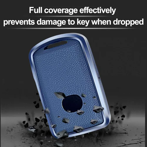 Miniatura 3 de Funda de cuero azul y marco de aluminio compatible con Mazda 3 6 CX-30 CX-5 CX-9 3/4 botón sin llave