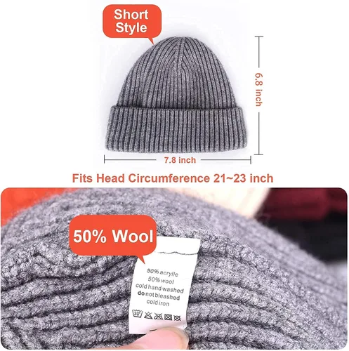 Miniatura 4 de Ryobens Swag. - Gorro de lana para hombre y mujer, gorro tejido para invierno.