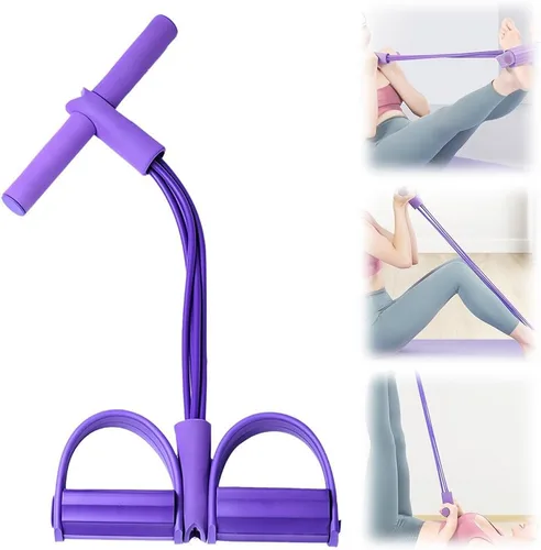 Miniatura 7 de Bandas de resistencia con asas, 21 bandas de resistencia de fitness, 4 tubos de pedal de tobillo bandas de estiramiento para entrenamientos