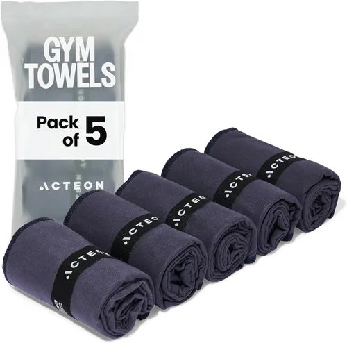 Acteon Toallas de microfibra para gimnasio 5 paquete, toallas de sudor de secado rápido, libres de olores, súper absorbentes, para hombres y Azul