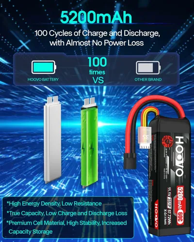 Miniatura 5 de HOOVO 3S LiPo Batería 11.1V 5200mAh 60C TR Plug Softcase RC Batería para RC Car RC Truck Avión Helicóptero Barco Carreras RC Hobby