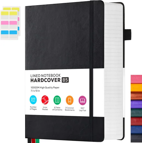 Miniatura 10 de FOCUS DAY Cuaderno de Cuero con Páginas Rayadas, 320 Páginas Cuaderno de Tapa Dura para Escribir y Tomar Notas para Mujeres y Hombres, B5