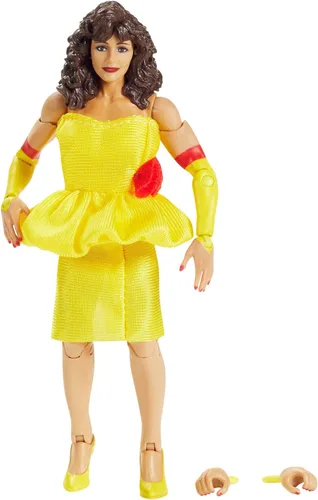 WWE Mattel Miss Elizabeth Elite Collection - Figura de acción de lujo con detalles faciales realistas, equipo de anillo icónico y accesorios,