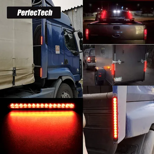 Miniatura 4 de Luz trasera roja con lente ahumada de 15 LED para remolque, barra LED de 10" con luz de parada, intermitente, luz trasera impermeable, tira de freno