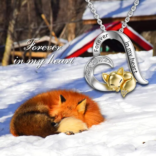 Miniatura 5 de LONAGO Collar de zorro con colgante de corazón de zorro, regalo para mujer