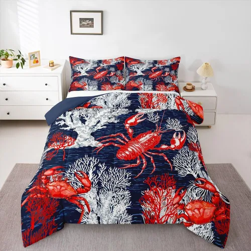 Miniatura 29 de Erosebridal Juego de edredón de tiburón, tamaño individual, juego de ropa de cama de vida oceánica para niños y niñas, color verde azulado