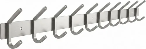 Miniatura 21 de Perchero de Pared Blanco – Riel de Ganchos de Acero Inoxidable de 15 Pulgadas con 5 Ganchos Dobles Resistentes para Abrigos – Perchero Montado