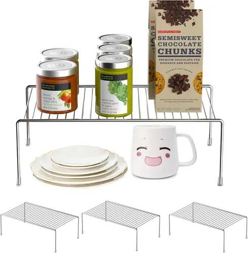 Miniatura 17 de Redrubbit Estante de almacenamiento grande (15.7 x 9.4 pulgadas), juego de 6, inoxidable, minimalista, blanco, acero metálico, 6 estantes, cocina