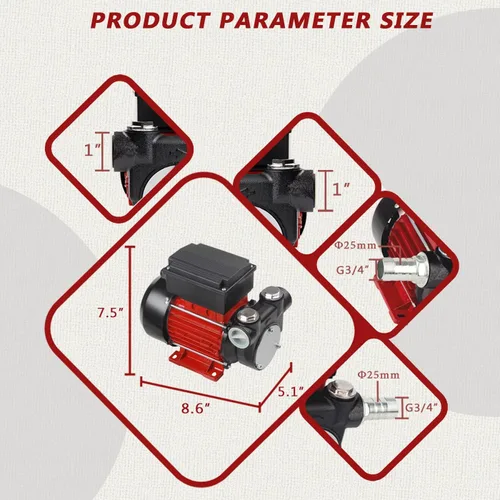 Miniatura 4 de Trupow Bomba extractora de transferencia de combustible eléctrico de autocebado para diesel, queroseno y aceite de 110V CA 15GPM