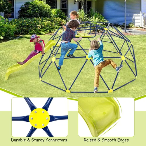Miniatura 5 de Costzon Cúpula de escalada para niños con tobogán ondulado extendido, barra de monos para gimnasio de la selva para niños de 13.3 pies