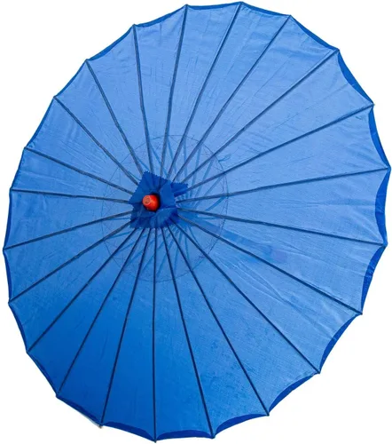 Miniatura 2 de THY COLLECTIBLES Sombrilla china japonesa de 33 pulgadas para bodas, fotografías, disfraces, cosplay, decoración y otros eventos, color liso (azul)