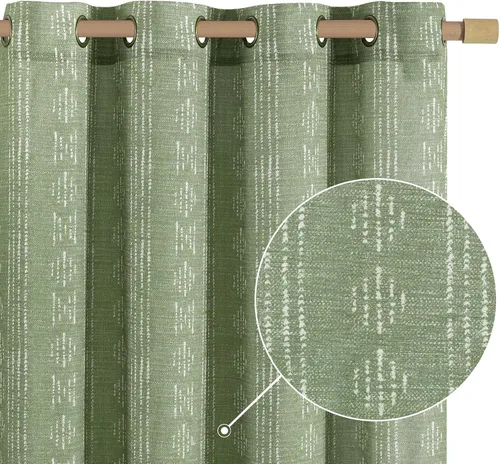 Miniatura 18 de jinchan Cortinas bohemias a rayas para sala de estar, cortinas de lino estilo granja de 63 pulgadas de largo, 2 paneles para dormitorio, mudcloth