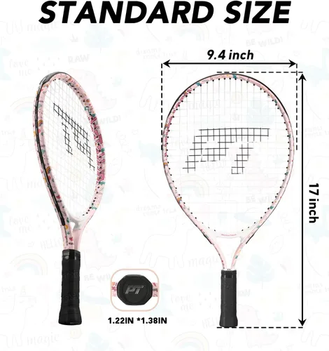 Miniatura 2 de PICKLETECH Kids Tennis Racket for Junior Toddlers Starter Kit 17-25" Tennis Racquet for Girls and Boys with Carry Bag, Lightweight for Beginners Rosa