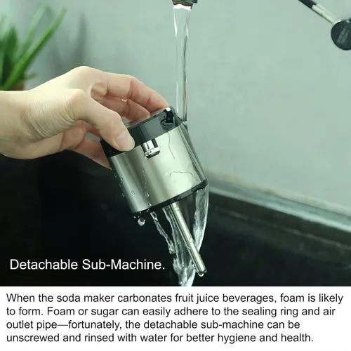 Miniatura 5 de Carbonata cualquier bebida Airosia - Máquina para hacer agua con gas de acero inoxidable 304, máquina carbonatadora con botellas sin BPA (1 L+0.5 L)
