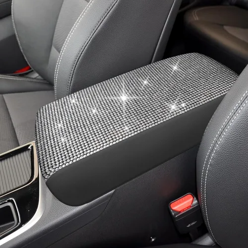 AOMSAZTO Fundas de consola de diamante de cristal brillante para 2015-2019 Hyundai Sonata, cubiertas de cuero medio para reposabrazos