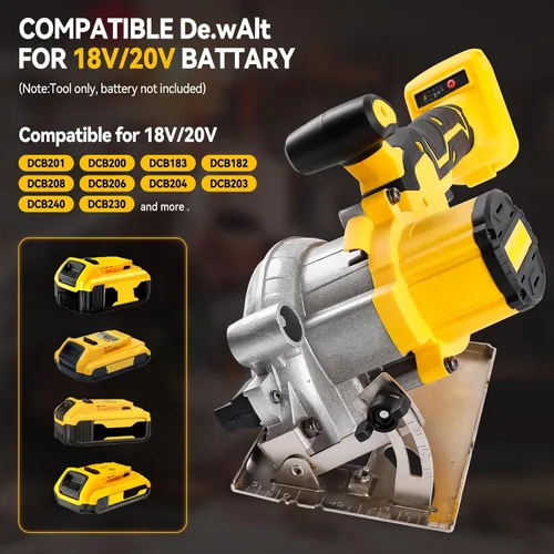 Miniatura 4 de JOJOCY Sierra circular inalámbrica sin escobillas de 5 pulgadas, 6200 RPM, 2 cuchillas de madera, 1 guante de hoja de azulejos, solo herramienta