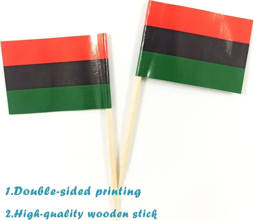 Miniatura 2 de JBCD Bandera afroamericana con palillo de dientes panafricano, mini banderas negras de liberación para cupcakes, 200