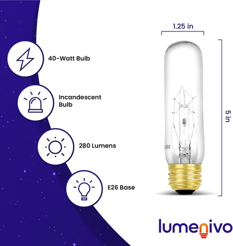 Miniatura 2 de lumenivo Bombilla de piano de 40 W, 120 voltios, 40T10/CL, repuesto para pasatiempos creativos 3090, bombilla T10, base media (E26), bombilla