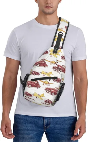Miniatura 7 de Small Crossbody Bags for Women Men - Vintage Car Plane Print Adjustable Shoulder Bag Fanny Packs Belt Sling Bag Crossbody Purses Backpack for Travel