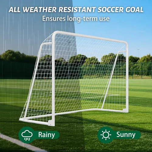 Miniatura 6 de NAIZEA Porterías de fútbol – 24x8/21x7/18x7/12x6/16x7/10x6/8x6/6x4 pies para entrenamiento de patio trasero – Red de fútbol de metal portátil
