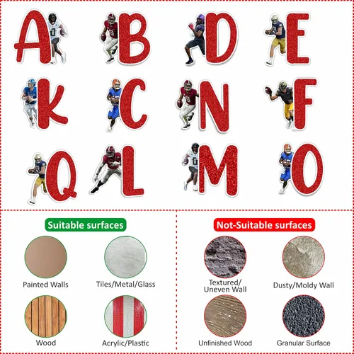 Miniatura 6 de Seyal® Adhesivo de pared con alfabeto de fútbol americano A-Z