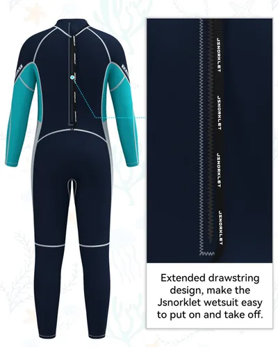 Miniatura 5 de Traje de neopreno para niños y niñas, con cremallera trasera de 0.118 pulgadas, traje de baño térmico de neopreno para buceo, natación, deportes