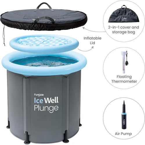 Miniatura 2 de Funsicle Ice Well - Bañera de inmersión fría, baño de hielo portátil de recuperación, para atletas y adultos, piscina de triple capa de 80 galones