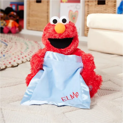 Miniatura 2 de GUND Sesame Street - Peluche animado oficial de Peek-a-Boo Elmo de Muppet de Plaza Sésamo, juguete sensorial de felpa prémium para edades de 18 Azul