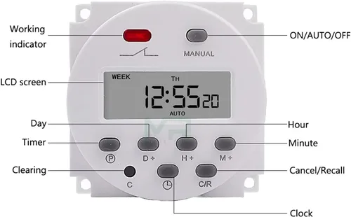 Miniatura 6 de Temporizador CN101A 220V 110V 24V 12V LCD digital temporizador de alimentación temporizador programable interruptor de tiempo relé 16A CN101