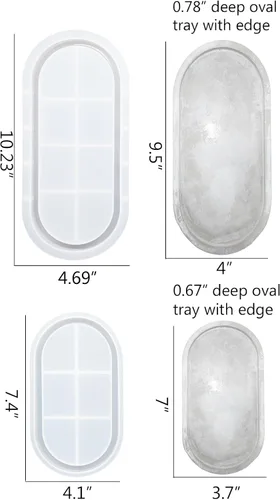 Miniatura 2 de Moldes ovalados de silicona ovalados para bandeja de hormigón y joyería, 2 tamaños