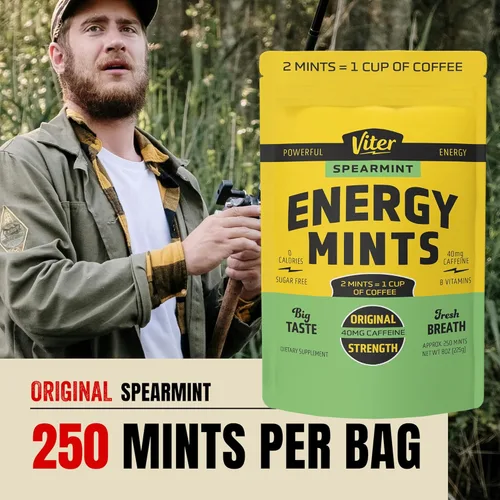 Miniatura 2 de Viter Energy 40 miligramos de mentas con cafeína - Sin azúcar, vitaminas B, veganas, aumenta la energía rápida y el enfoque alerta, píldoras