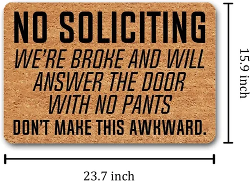 Miniatura 3 de Divertidos felpudos de bienvenida con texto en inglés «No Soliciting Don't Make This Awkward» (23.6 x 15.7 pulgadas), tapete colorido personalizado