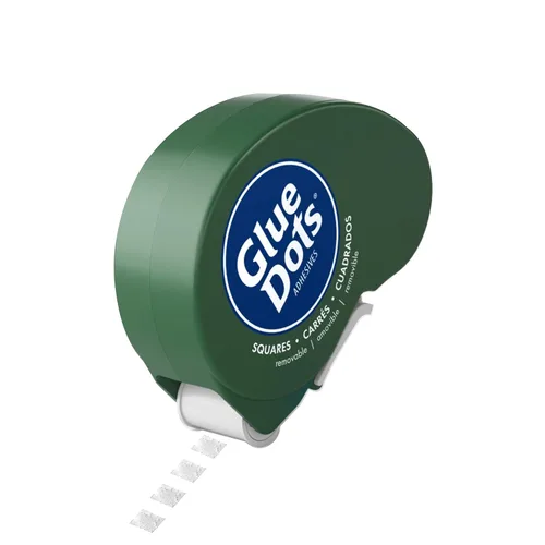 Glue Dots GLU23681 - Dispensador cuadrado extraíble de 3/16 pulgadas, 450 unidades de pegamento sq Runextraíble, transparente