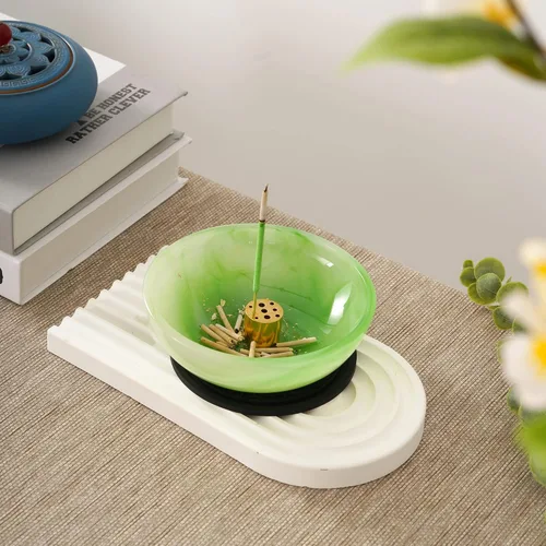 Miniatura 6 de Soporte para Incienso, Diseño Multiusos, Quemador de Incienso de Ágata, Atrapador de Cenizas con 9 Agujeros de Latón, Soporte para Varillas