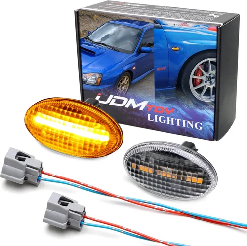 iJDMTOY JDM-Spec - Luces LED ámbar transparentes con adaptador de cableado compatibles con/ajuste directo JDM Subaru 2000-07 Impreza WRX STI, 00-03
