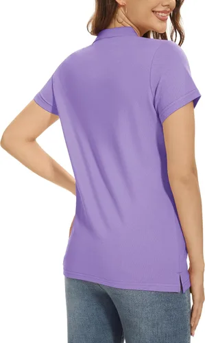Miniatura 2 de TACVASEN Women's Polos Short Sleeve Shirts 3-Button Shirts Casual Collared Blouses Summer Tops Wicking Shirt Athletic Golf Polo Cooling Shirts