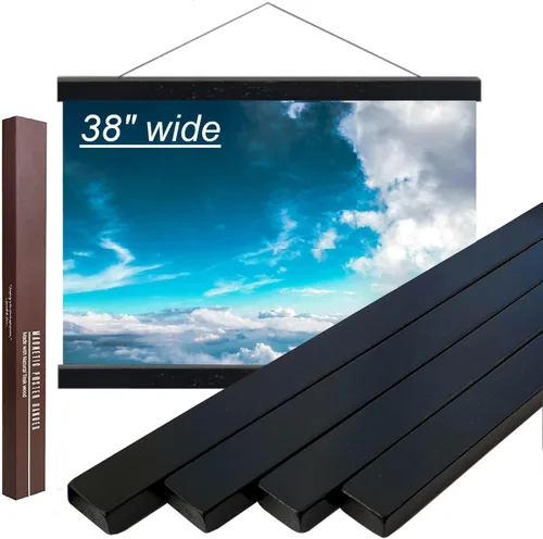 Miniatura 20 de Dacri Home - Colgador magnético para marcos de pósteres. Marco de madera fácil de colgar. Amplia compatibilidad con pasadores de madera para colgar