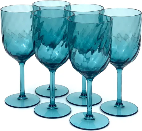 Miniatura 12 de Yalin Juego de 6 vasos apilables de plástico acrílico irrompible de 12 onzas para vino y agua (transparente, 15 onzas)