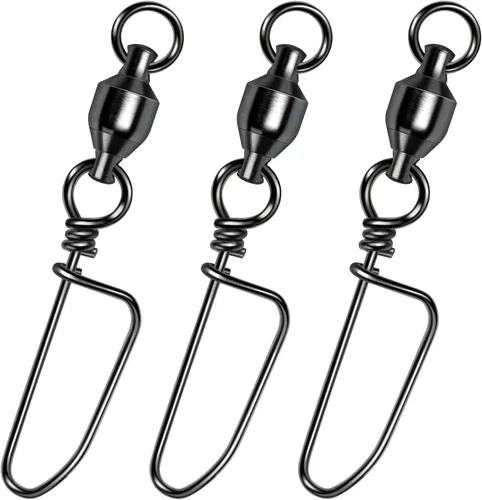 Alwonder Paquete de 20 rodamientos de bolas giratorios con broches de presión, broches de pesca, giratorios de agua salada, aparejos de pesca,