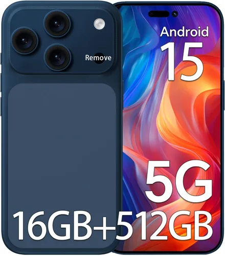Teléfonos desbloqueados, K17 PM 5G Android 15 Smartphone, 16+512GB Dual SIM Teléfono Celular, Pantalla HD+ de 6.9", Batería de 5000mAh, Cámara de