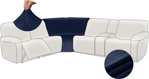 Arfntevss Fundas de terciopelo a rayas para sofá reclinable, funda elástica para sofá modular en las esquinas, juego de fundas suaves y reclinables