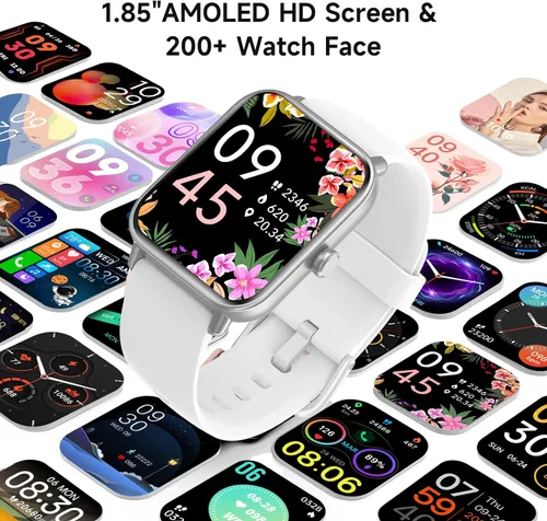 Miniatura 5 de Relojes inteligentes para hombres, pantalla HD de 1.85 pulgadas, compatible con iPhone/Android (responder/hacer llamadas), más de 110 modos Blanco