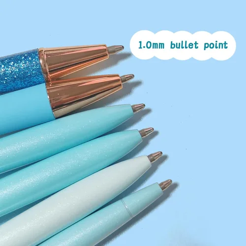 Miniatura 7 de YOXMJDB Bolígrafos elegantes para mujer, 6 piezas de bonitos bolígrafos azules de punta redonda, bolígrafo de tinta negra de 1.0 mm de punta media