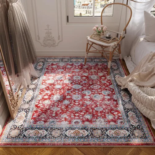 Miniatura 67 de Rugcomf Alfombra de pasillo de 2 x 6 pies, lavable, bohemio, suave, antideslizante, no desprende pelusa, lana sintética, estilo vintage para cocina
