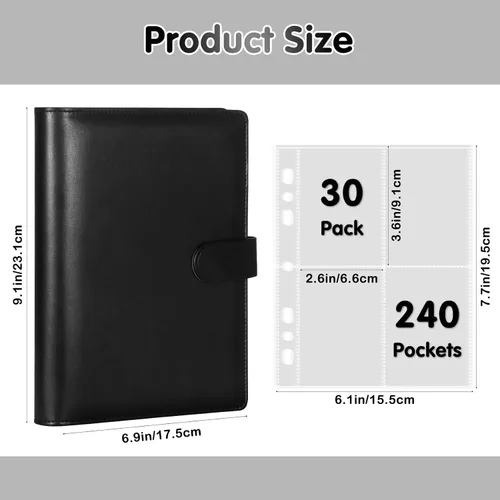 Miniatura 5 de Carpeta para tarjetas fotográficas A5 Kpop con 30 páginas de tarjetas de 4 bolsillos, 6 anillos A5 álbum coleccionador de tarjetas con 240 ranuras
