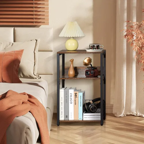 Miniatura 3 de LELELINKY Mesa auxiliar de 3 niveles, soporte para tocadiscos con almacenamiento de hasta 100 álbumes, soporte para tocadiscos para vinilo, estante